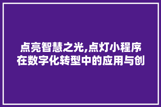 点亮智慧之光,点灯小程序在数字化转型中的应用与创新