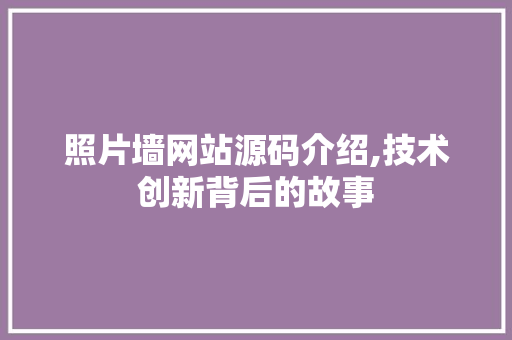 照片墙网站源码介绍,技术创新背后的故事