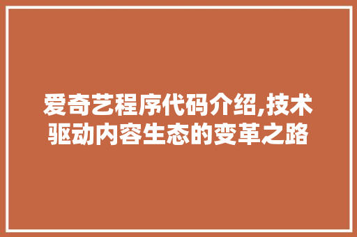 爱奇艺程序代码介绍,技术驱动内容生态的变革之路