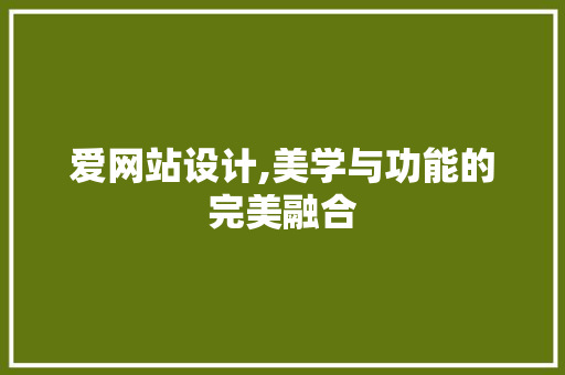爱网站设计,美学与功能的完美融合