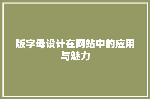 版字母设计在网站中的应用与魅力 版字母设计在网站中的应用与魅力 神马SEO