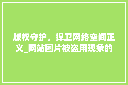 版权守护，捍卫网络空间正义_网站图片被盗用现象的反思与对策 版权守护，捍卫网络空间正义_网站图片被盗用现象的反思与对策 神马SEO