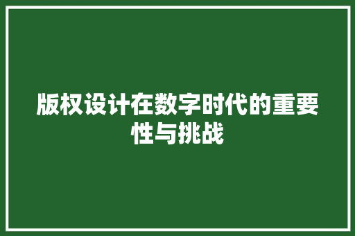版权设计在数字时代的重要性与挑战