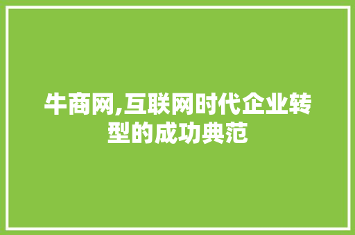 牛商网,互联网时代企业转型的成功典范