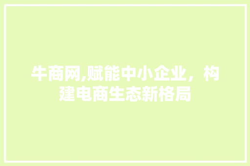 牛商网,赋能中小企业，构建电商生态新格局
