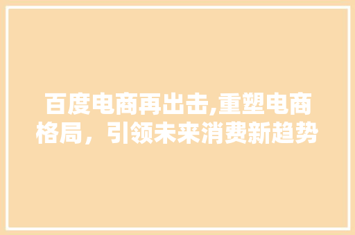 百度电商再出击,重塑电商格局，引领未来消费新趋势