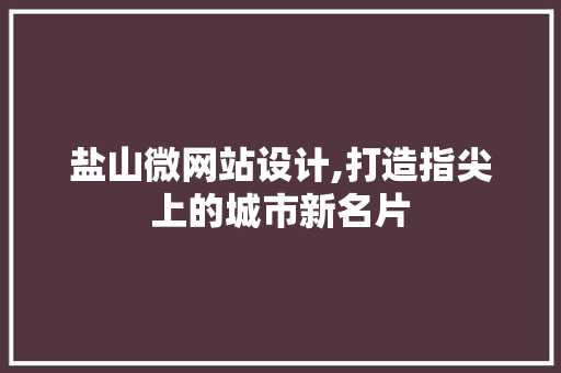 盐山微网站设计,打造指尖上的城市新名片