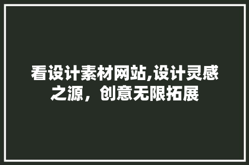 看设计素材网站,设计灵感之源，创意无限拓展