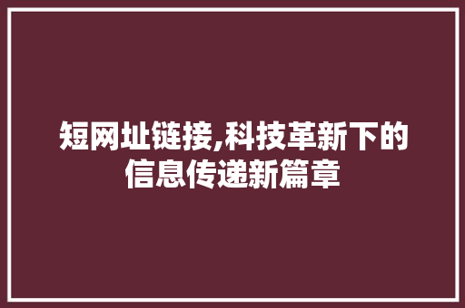 短网址链接,科技革新下的信息传递新篇章