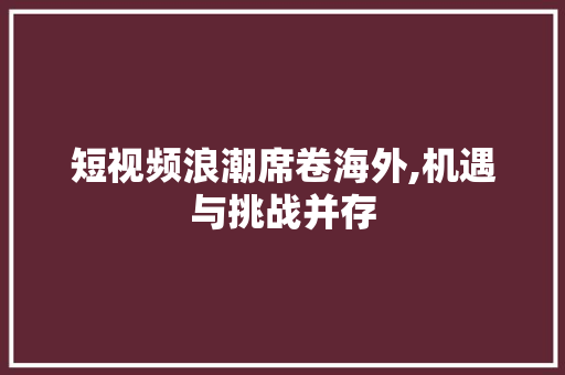 短视频浪潮席卷海外,机遇与挑战并存 短视频浪潮席卷海外,机遇与挑战并存 百度SEO