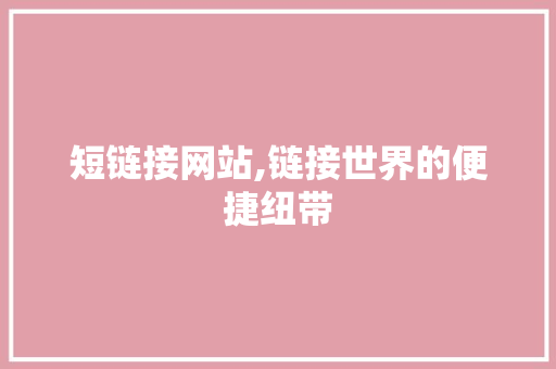 短链接网站,链接世界的便捷纽带 短链接网站,链接世界的便捷纽带 神马SEO