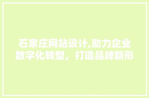 石家庄网站设计,助力企业数字化转型，打造品牌新形象