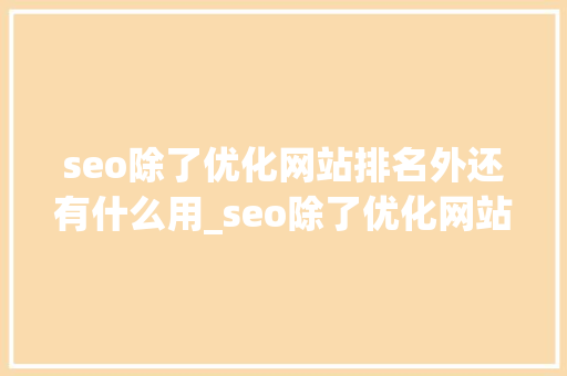 seo除了优化网站排名外还有什么用_seo除了优化网站排名外还有什么用处。