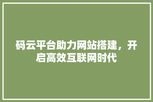 码云平台助力网站搭建，开启高效互联网时代