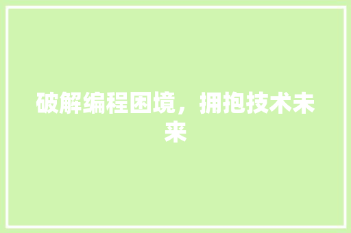 破解编程困境，拥抱技术未来 破解编程困境，拥抱技术未来 网站建设公司