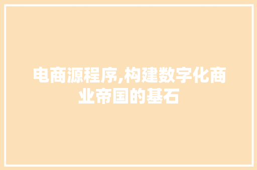 电商源程序,构建数字化商业帝国的基石