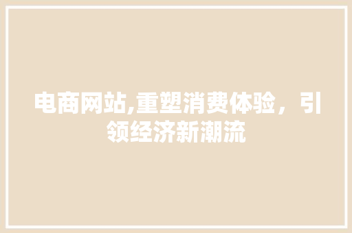 电商网站,重塑消费体验，引领经济新潮流