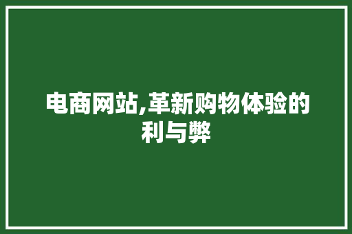 电商网站,革新购物体验的利与弊