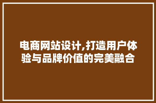 电商网站设计,打造用户体验与品牌价值的完美融合