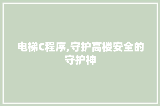 电梯C程序,守护高楼安全的守护神