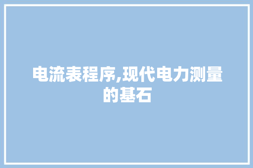电流表程序,现代电力测量的基石