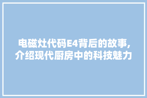 电磁灶代码E4背后的故事,介绍现代厨房中的科技魅力