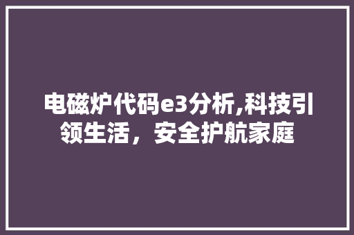 电磁炉代码e3分析,科技引领生活，安全护航家庭