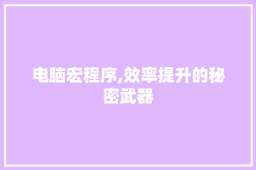 电脑宏程序,效率提升的秘密武器