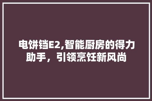 电饼铛E2,智能厨房的得力助手，引领烹饪新风尚