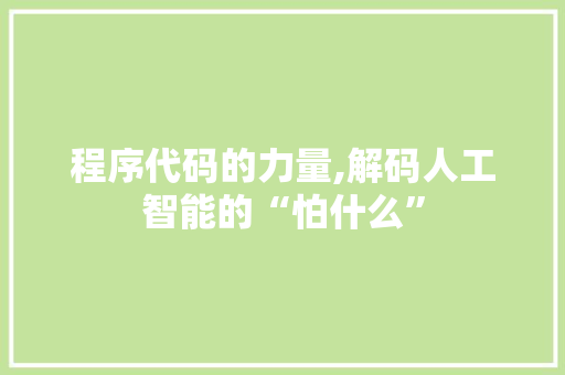 程序代码的力量,解码人工智能的“怕什么” 程序代码的力量,解码人工智能的“怕什么” 必应SEO