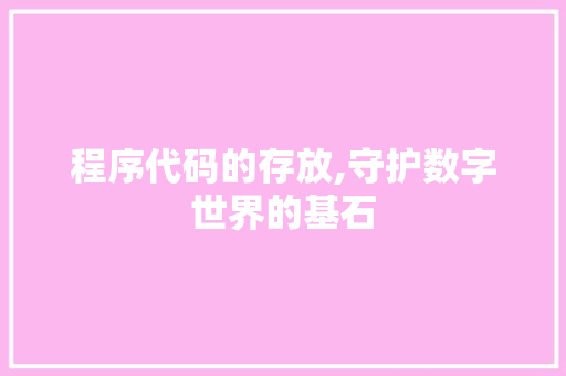 程序代码的存放,守护数字世界的基石 程序代码的存放,守护数字世界的基石 网站建设公司