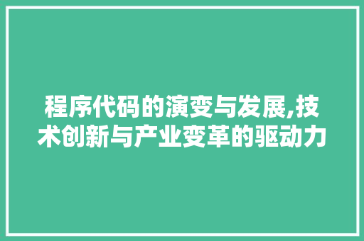 程序代码的演变与发展,技术创新与产业变革的驱动力 程序代码的演变与发展,技术创新与产业变革的驱动力 网站建设公司