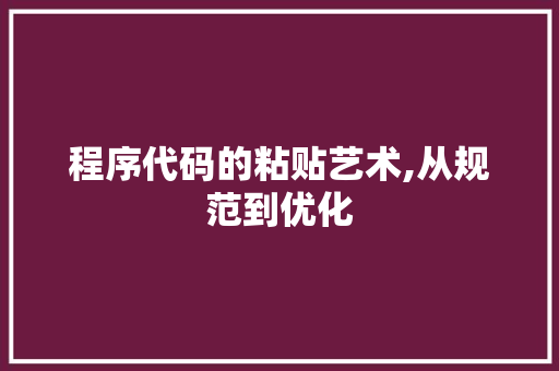 程序代码的粘贴艺术,从规范到优化