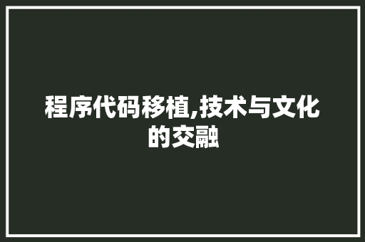 程序代码移植,技术与文化的交融 程序代码移植,技术与文化的交融 搜狗SEO