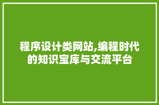 程序设计类网站,编程时代的知识宝库与交流平台