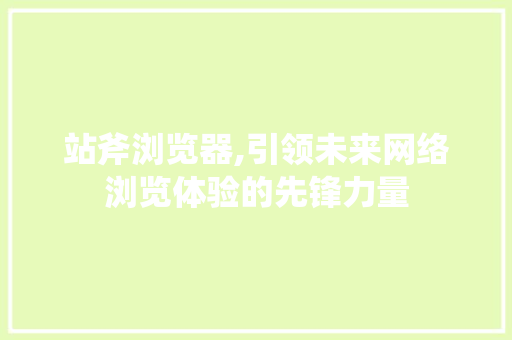 站斧浏览器,引领未来网络浏览体验的先锋力量 站斧浏览器,引领未来网络浏览体验的先锋力量 神马SEO