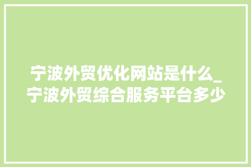 宁波外贸优化网站是什么_宁波外贸综合服务平台多少家。 宁波外贸优化网站是什么_宁波外贸综合服务平台多少家。 网站建设公司
