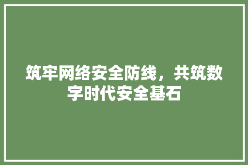 筑牢网络安全防线，共筑数字时代安全基石