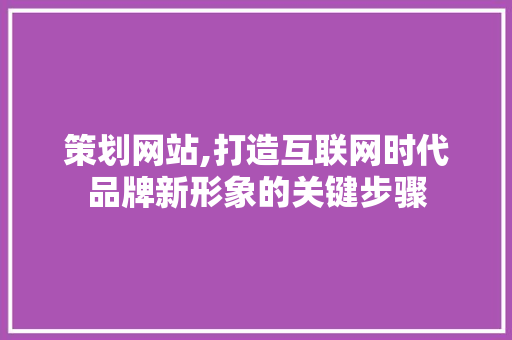 策划网站,打造互联网时代品牌新形象的关键步骤