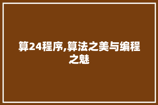 算24程序,算法之美与编程之魅