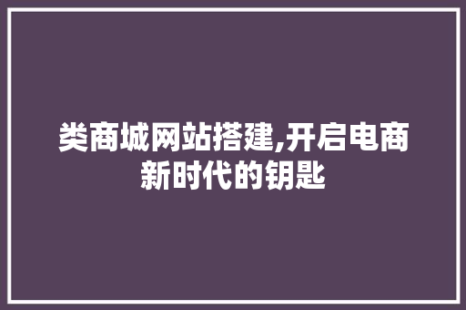 类商城网站搭建,开启电商新时代的钥匙