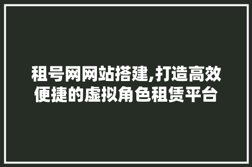 租号网网站搭建,打造高效便捷的虚拟角色租赁平台