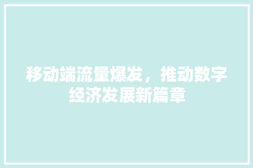 移动端流量爆发，推动数字经济发展新篇章