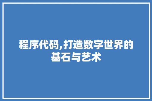 程序代码,打造数字世界的基石与艺术 程序代码,打造数字世界的基石与艺术 网站建设公司