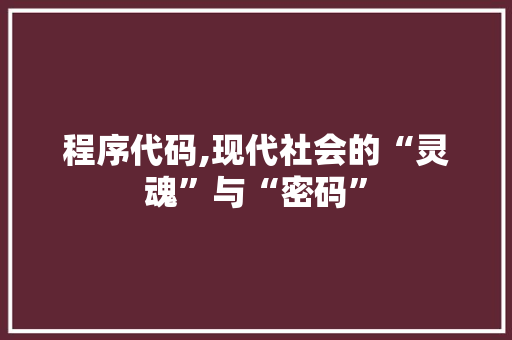 程序代码,现代社会的“灵魂”与“密码” 程序代码,现代社会的“灵魂”与“密码” 百度SEO