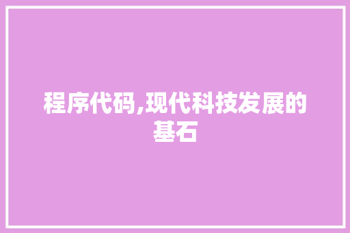 程序代码,现代科技发展的基石 程序代码,现代科技发展的基石 搜狗SEO