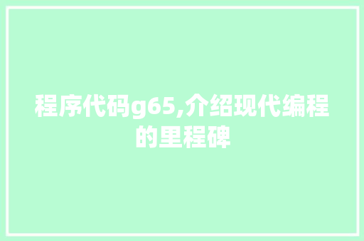 程序代码g65,介绍现代编程的里程碑