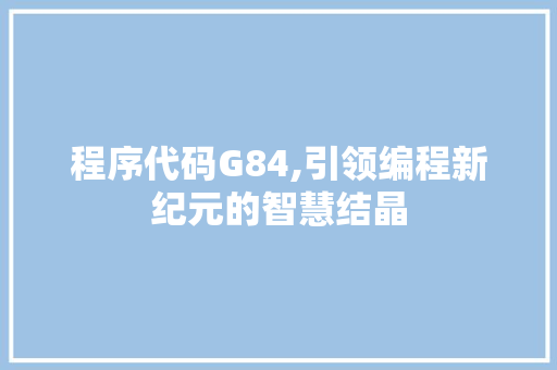 程序代码G84,引领编程新纪元的智慧结晶