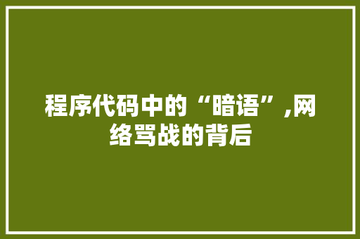 程序代码中的“暗语”,网络骂战的背后