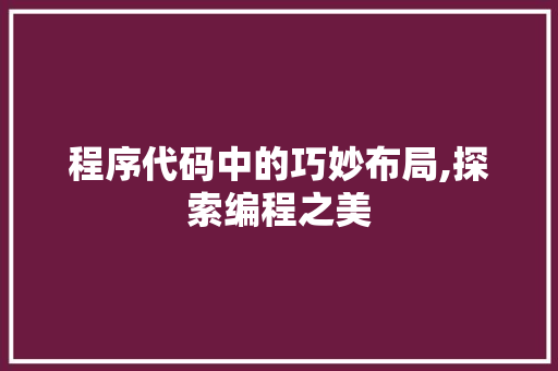 程序代码中的巧妙布局,探索编程之美